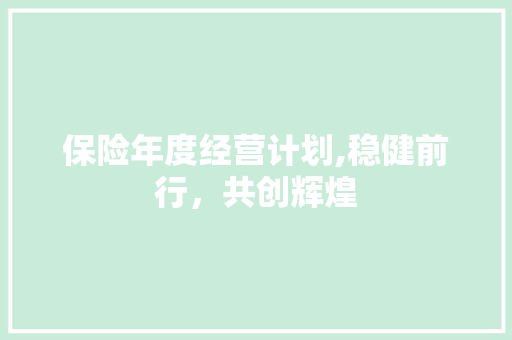保险年度经营计划,稳健前行，共创辉煌