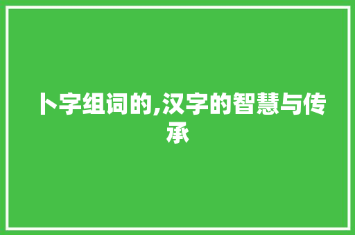 卜字组词的,汉字的智慧与传承