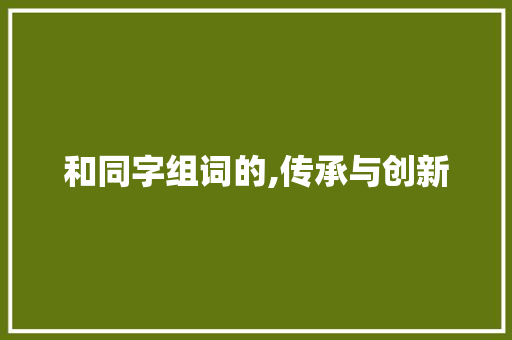 和同字组词的,传承与创新