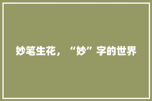 妙笔生花，“妙”字的世界