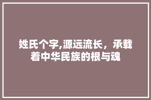 姓氏个字,源远流长，承载着中华民族的根与魂