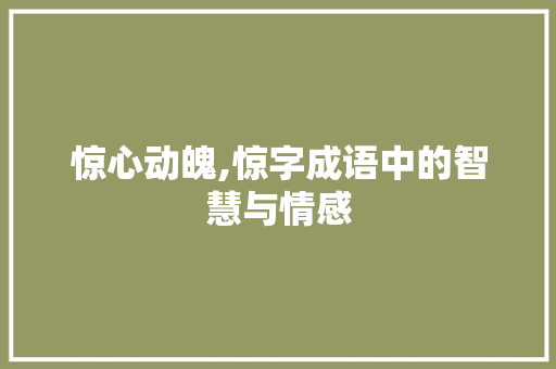 惊心动魄,惊字成语中的智慧与情感