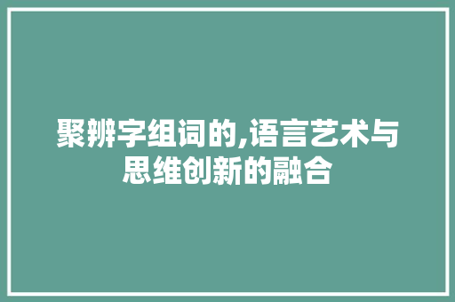 聚辨字组词的,语言艺术与思维创新的融合