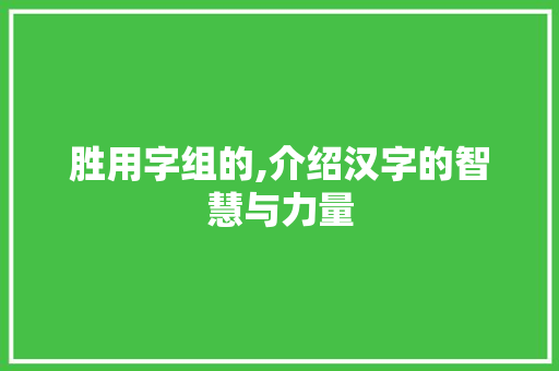 胜用字组的,介绍汉字的智慧与力量