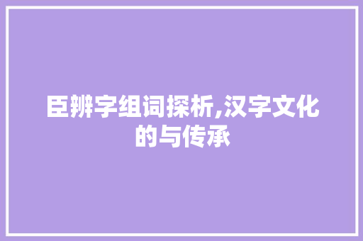 臣辨字组词探析,汉字文化的与传承