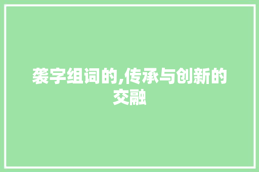 袭字组词的,传承与创新的交融