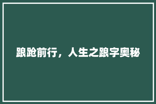 踉跄前行，人生之踉字奥秘