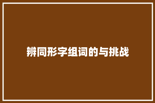 辨同形字组词的与挑战