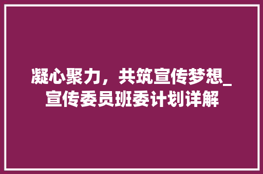 凝心聚力，共筑宣传梦想_宣传委员班委计划详解