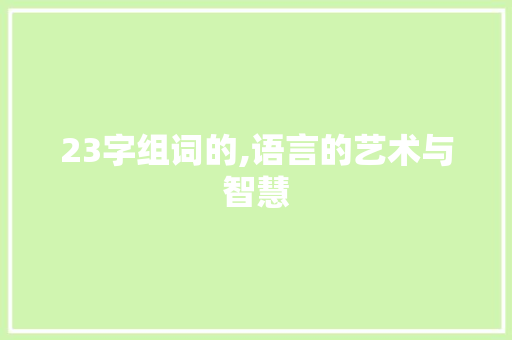 23字组词的,语言的艺术与智慧