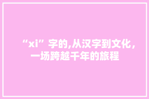 “xi”字的,从汉字到文化，一场跨越千年的旅程