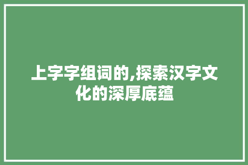 上字字组词的,探索汉字文化的深厚底蕴