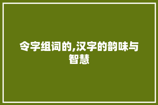 令字组词的,汉字的韵味与智慧