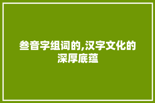 叁音字组词的,汉字文化的深厚底蕴
