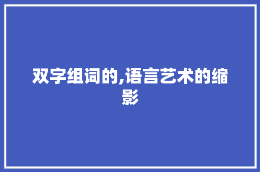 双字组词的,语言艺术的缩影