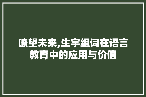 嘹望未来,生字组词在语言教育中的应用与价值