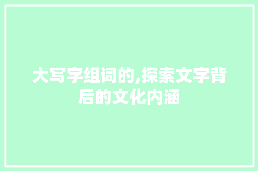 大写字组词的,探索文字背后的文化内涵