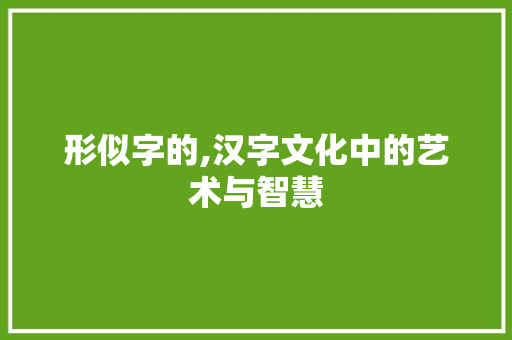 形似字的,汉字文化中的艺术与智慧