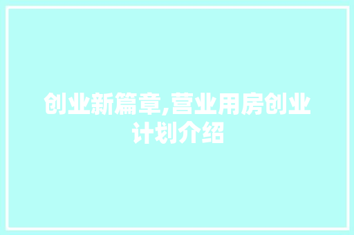 创业新篇章,营业用房创业计划介绍