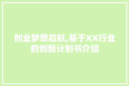 创业梦想启航,基于XX行业的创新计划书介绍