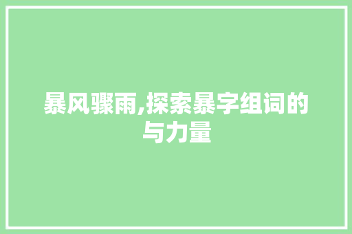 暴风骤雨,探索暴字组词的与力量