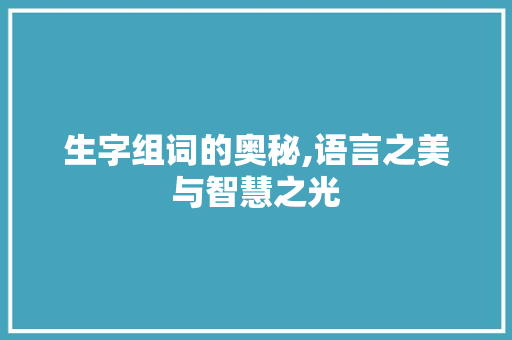 生字组词的奥秘,语言之美与智慧之光