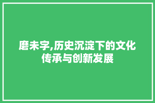 磨未字,历史沉淀下的文化传承与创新发展