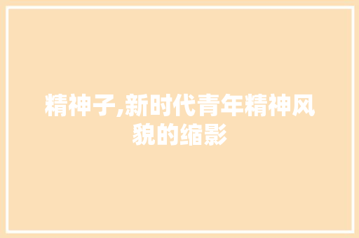 精神子,新时代青年精神风貌的缩影