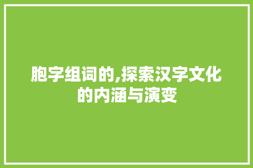 胞字组词的,探索汉字文化的内涵与演变