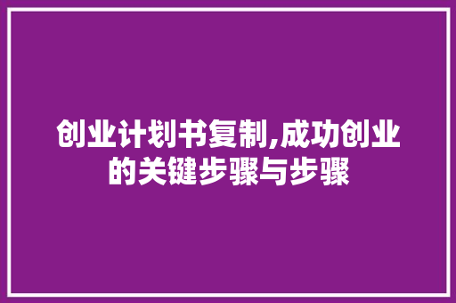 创业计划书复制,成功创业的关键步骤与步骤