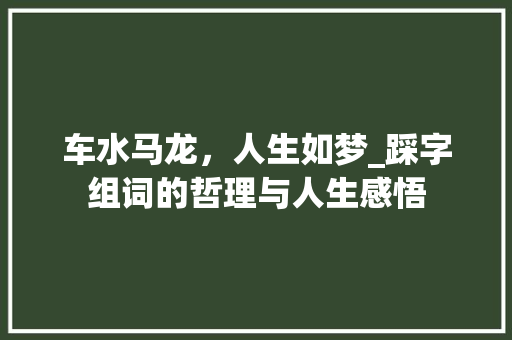 车水马龙，人生如梦_踩字组词的哲理与人生感悟