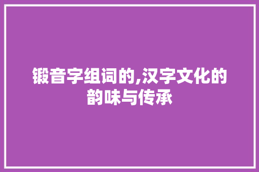锻音字组词的,汉字文化的韵味与传承