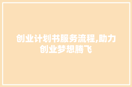 创业计划书服务流程,助力创业梦想腾飞