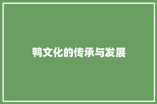 鸭文化的传承与发展