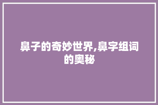 鼻子的奇妙世界,鼻字组词的奥秘