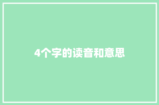 4个字的读音和意思