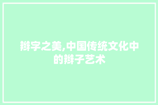 辫字之美,中国传统文化中的辫子艺术