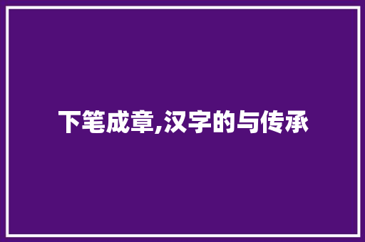 下笔成章,汉字的与传承
