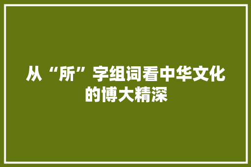 从“所”字组词看中华文化的博大精深
