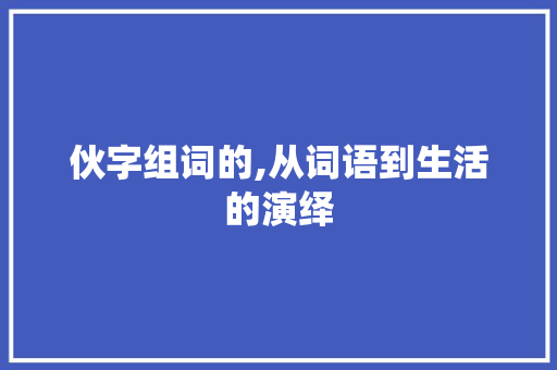 伙字组词的,从词语到生活的演绎