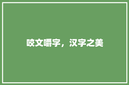 咬文嚼字，汉字之美