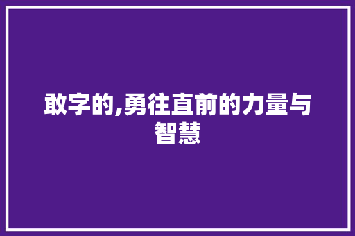 敢字的,勇往直前的力量与智慧