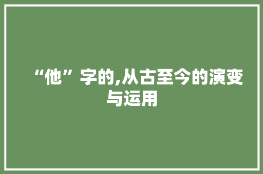 “他”字的,从古至今的演变与运用