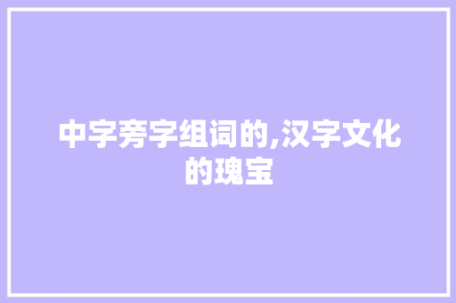 中字旁字组词的,汉字文化的瑰宝