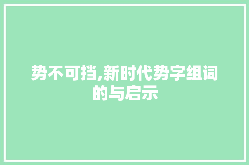势不可挡,新时代势字组词的与启示