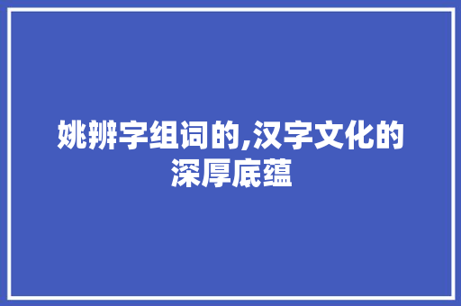 姚辨字组词的,汉字文化的深厚底蕴