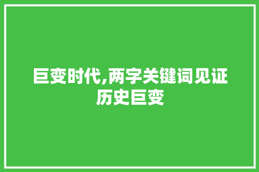 巨变时代,两字关键词见证历史巨变