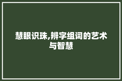 慧眼识珠,辨字组词的艺术与智慧
