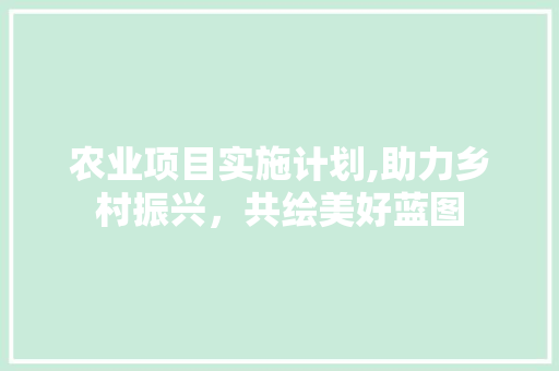 农业项目实施计划,助力乡村振兴，共绘美好蓝图