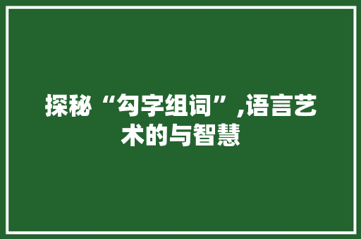 探秘“勾字组词”,语言艺术的与智慧